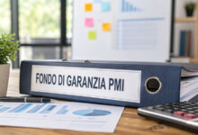 Cartella con grafici e calcolatrice. Fondo di Garanzia PMI
